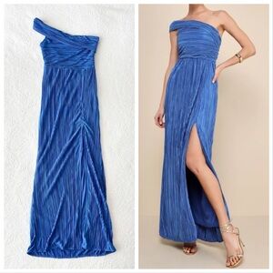 Lulu's Blue One-Shoulder Maxi Dress